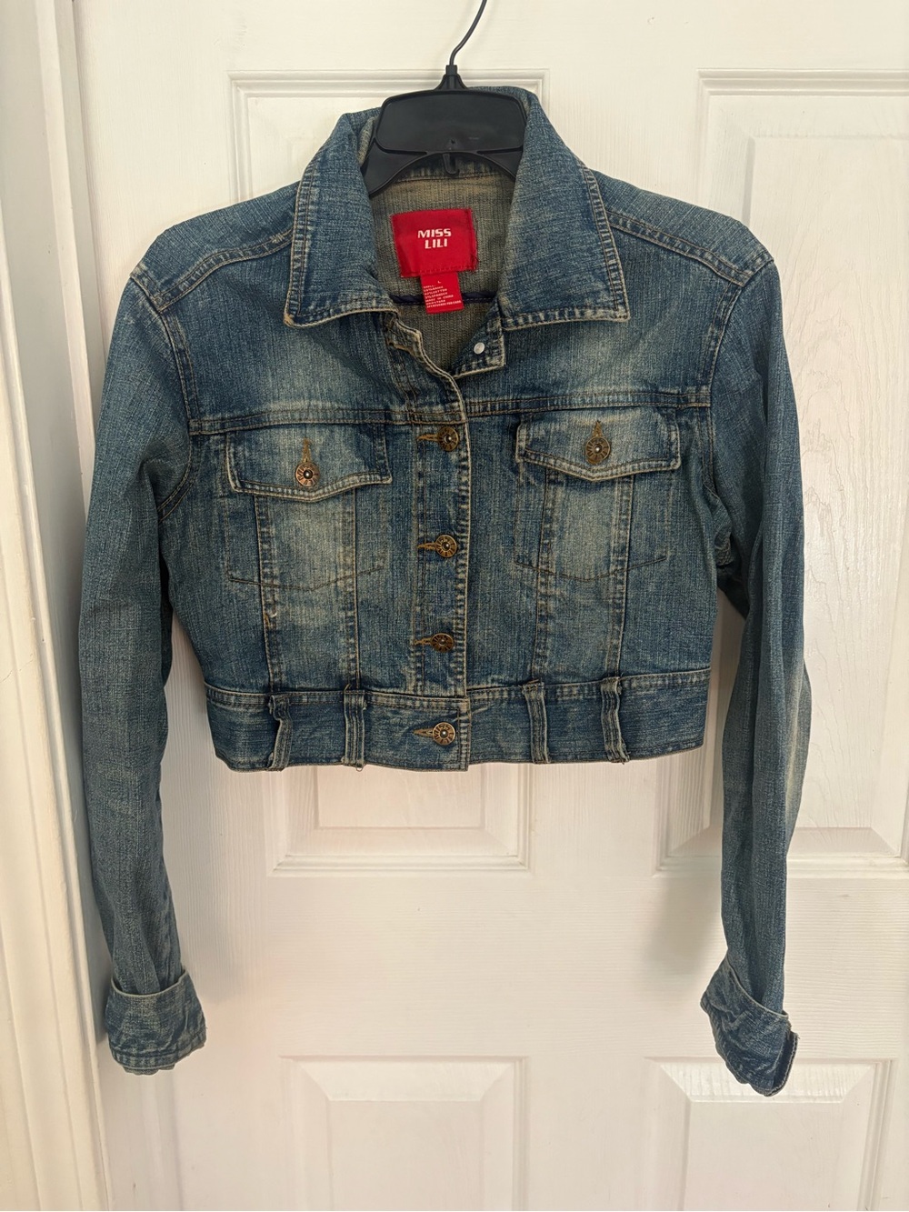 Miss Lili Women's Blue Denim cropped Jacket